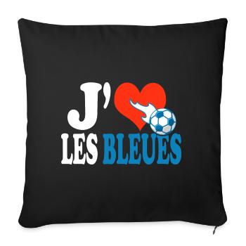 football féminin j aime les bleues équipe france - Housse de coussin décorative 45 x 45 cm - noir - Devant
