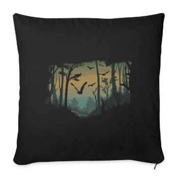Chauves-souris dans la forêt - Housse de coussin décorative 45 x 45 cm - noir - Devant