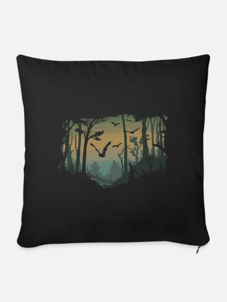 Fledermäuse im Wald - Sofakissenbezug 45 x 45 cm - Schwarz