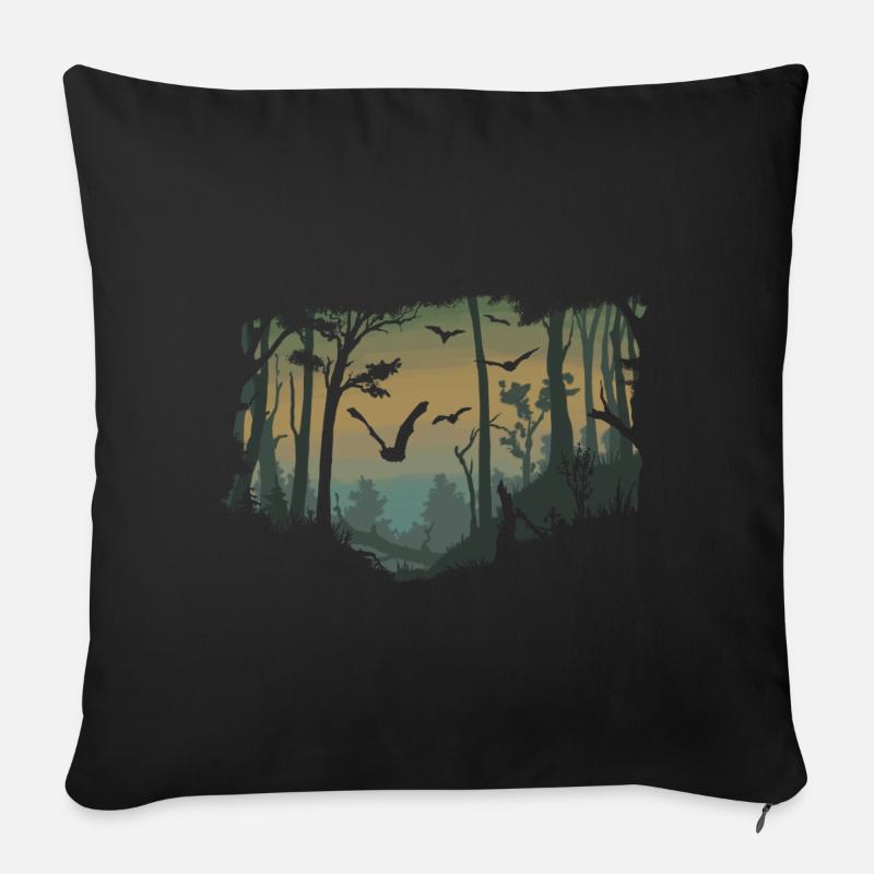 Fledermäuse im Wald - Sofakissenbezug 45 x 45 cm - Schwarz