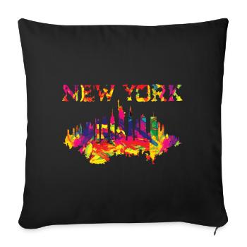 New York aux couleurs vives - Housse de coussin décorative 45 x 45 cm - noir - Devant