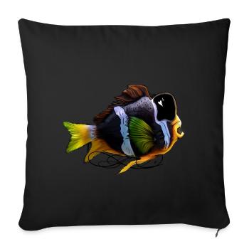 Poisson de mer, zombie - Housse de coussin décorative 45 x 45 cm - noir - Devant