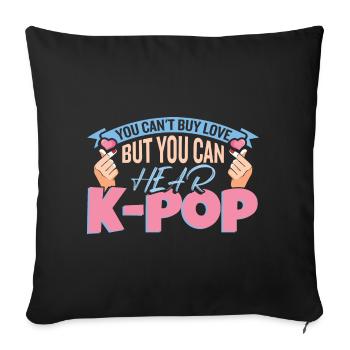 Kpop | Finger Heart | Anime | Corée du Sud - Housse de coussin décorative 45 x 45 cm - noir - Devant