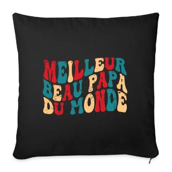 Meilleur Beau Papa Du Monde | Beau-Père - Housse de coussin décorative 45 x 45 cm - noir - Devant