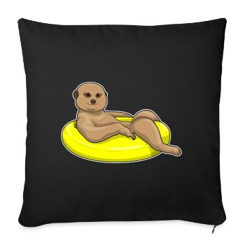 Été de la nage dans le ring de natation de suricate - Housse de coussin décorative 45 x 45 cm - noir - Devant