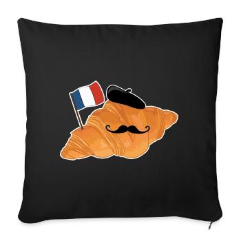 Croissant - Funny French Food - Sofa pillowcase 17,3'' x 17,3'' (45 x 45 cm) - black - Front