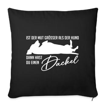 Dackelsilhouetten und lustiger Dackelspruch - Sofakissenbezug 45 x 45 cm - Schwarz - Vorne