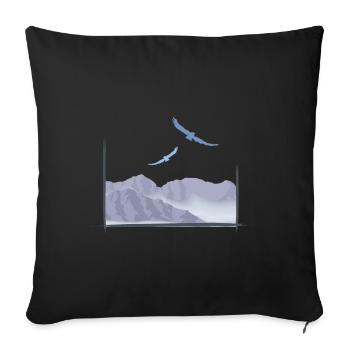 Birds in the mountains | birds in the mountains - Sofa pillowcase 17,3'' x 17,3'' (45 x 45 cm) - black - Front