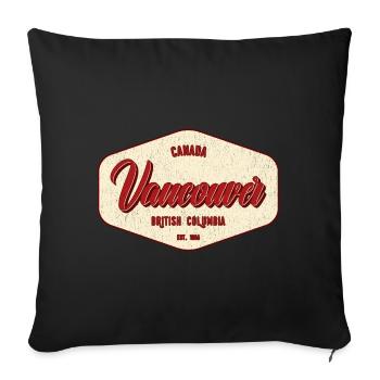 Étiquette Vancouver Vintage City - Housse de coussin décorative 45 x 45 cm - noir - Devant