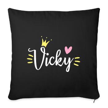 Vicky Name Krone - Sofakissenbezug 45 x 45 cm - Schwarz - Vorne