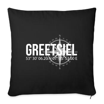 Koordinaten Greetsiel - Sofakissenbezug 45 x 45 cm - Schwarz - Vorne