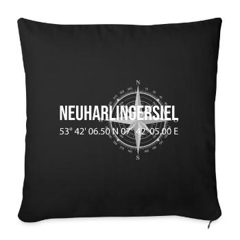 Koordinaten Neuharlingersiel - Sofakissenbezug 45 x 45 cm - Schwarz - Vorne