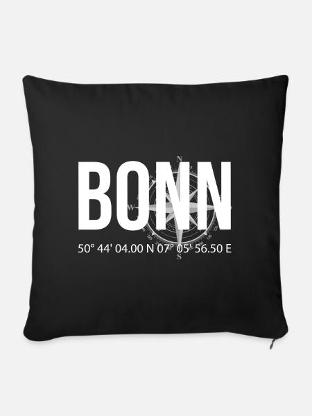 Koordinaten Bonn - Sofakissenbezug 45 x 45 cm - Schwarz