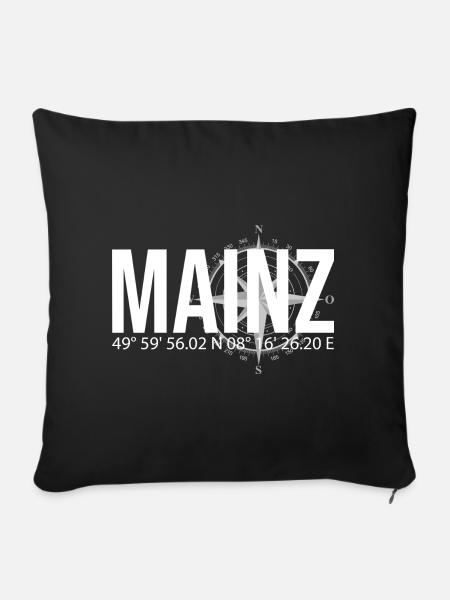 Koordinaten Mainz - Sofakissenbezug 45 x 45 cm - Schwarz