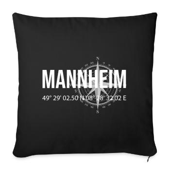 Koordinaten Mannheim - Sofakissenbezug 45 x 45 cm - Schwarz - Vorne