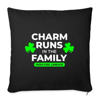 Lignée de fille irlandaise : Charme de famille St Patricks jour - Housse de coussin décorative 45 x 45 cm - noir - Devant