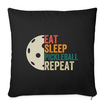 Eat Sleep Pickleball Repeat - Sofakissenbezug 45 x 45 cm - Schwarz - Vorne