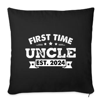 Oncle pour la première fois Est. 2024 - Housse de coussin décorative 45 x 45 cm - noir - Devant