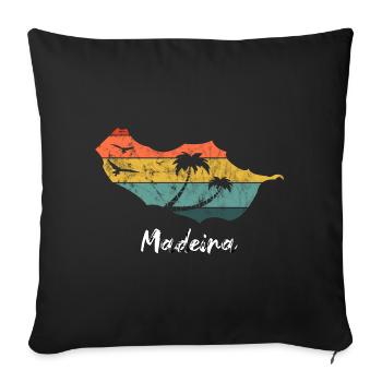 Madère carte contour Portugal vacances rétro vintage - Housse de coussin décorative 45 x 45 cm - noir - Devant