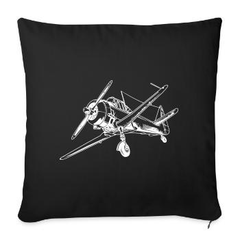 Dessin d’avion à hélice - Housse de coussin décorative 45 x 45 cm - noir - Devant