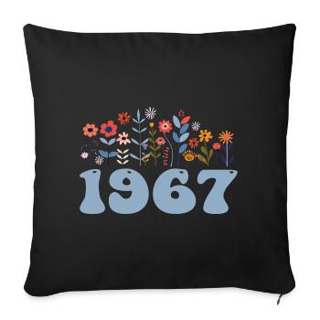 1967 Motif floral 1967 Floral thème fleurs 1967 - Housse de coussin décorative 45 x 45 cm - noir - Devant