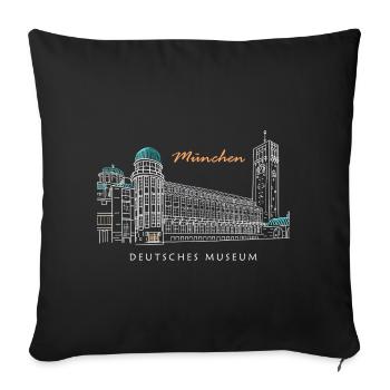 Munich Deutsches Museum Dessin à la main - Housse de coussin décorative 45 x 45 cm - noir - Devant