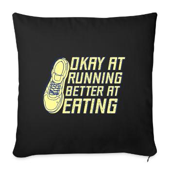 Courir bien en courant Mieux manger Marathon - Housse de coussin décorative 45 x 45 cm - noir - Devant