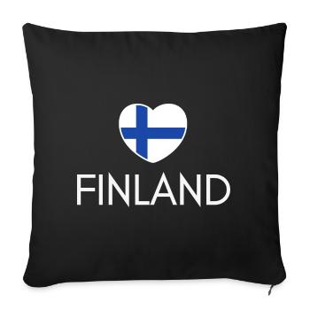 Heart with Finland flag, I love Finland - Sofa pillowcase 17,3'' x 17,3'' (45 x 45 cm) - black - Front