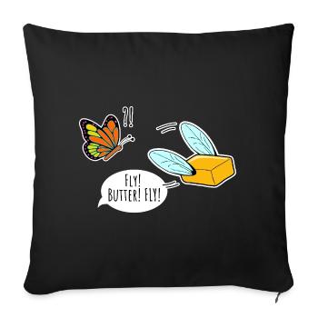 Fliegende Butter Schmetterling kuckt zu, Butterfly - Sofakissenbezug 45 x 45 cm - Schwarz - Vorne