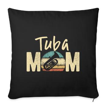Tuba Mom Retro Vintage Marching Band Design - Sofa pillowcase 17,3'' x 17,3'' (45 x 45 cm) - black - Front