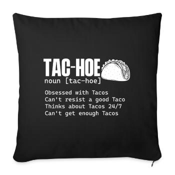 Tac Funny Taco Définition Humour - Housse de coussin décorative 45 x 45 cm - noir - Devant