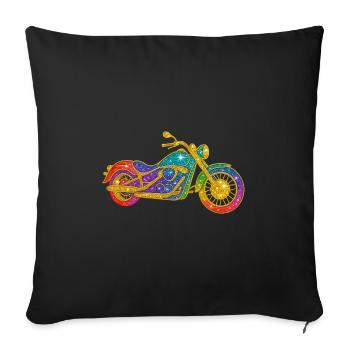 Glitzerndes Regenbogenmotorrad - Sofakissenbezug 45 x 45 cm - Schwarz - Vorne