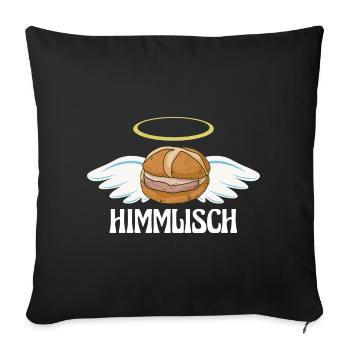 Heavenly Bavarian Leberkassemmel with wings - Sofa pillowcase 17,3'' x 17,3'' (45 x 45 cm) - black - Front