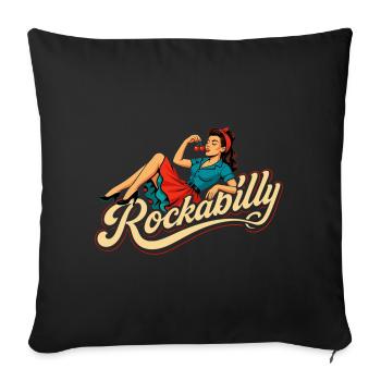 Rockabilly Woman 50s Reclining Petticoat Gift - Sofa pillowcase 17,3'' x 17,3'' (45 x 45 cm) - black - Front