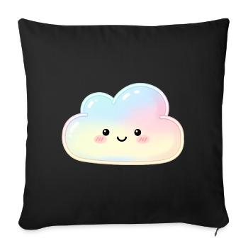 Pastel Cloud with Cute Face Sleep Cloud - Sofa pillowcase 17,3'' x 17,3'' (45 x 45 cm) - black - Front