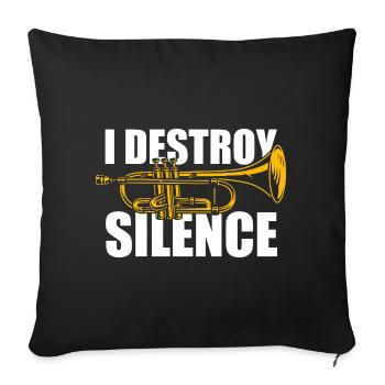 Je détruis le trompettiste du silence - Housse de coussin décorative 45 x 45 cm - noir - Devant