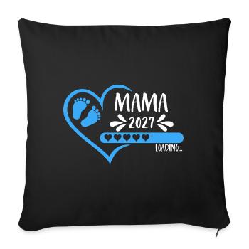 Mom 2027 loading Heart Version Boy blue - Sofa pillowcase 17,3'' x 17,3'' (45 x 45 cm) - black - Front