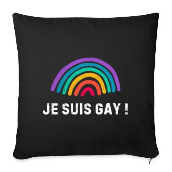 Je suis gay – arc-en-ciel fierté LGBTQ+ - Housse de coussin décorative 45 x 45 cm - noir - Devant