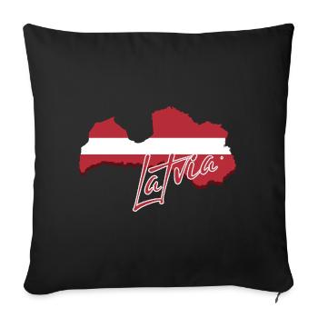 Carte avec le drapeau de la Lettonie, j’adore la Lettonie - Housse de coussin décorative 45 x 45 cm - noir - Devant