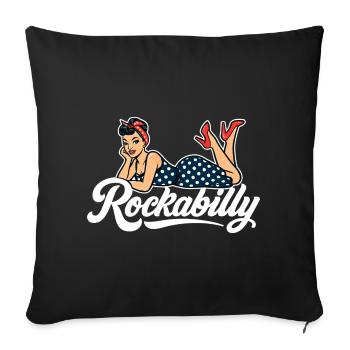 Rockabilly Pin-Up: Vintage Woman in Petticoat Dress - Sofa pillowcase 17,3'' x 17,3'' (45 x 45 cm) - black - Front