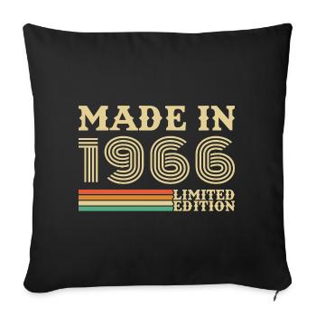 1966 Vintage Rétro Cadeau D'anniversaire - Housse de coussin décorative 45 x 45 cm - noir - Devant
