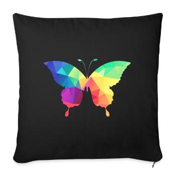 Bunter Schmetterling - Sofakissenbezug 45 x 45 cm - Schwarz - Vorne