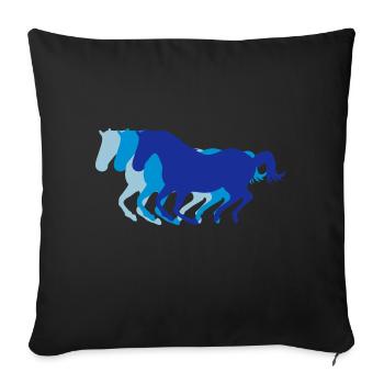 Trois chevaux au galop - Housse de coussin décorative 45 x 45 cm - noir - Devant