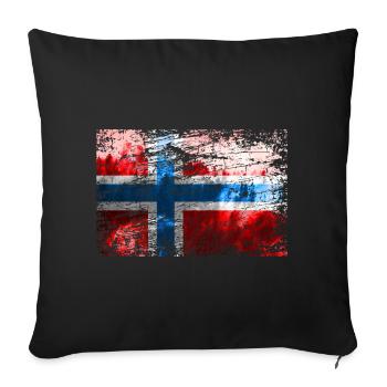 Norwegische Flagge - Sofakissenbezug 45 x 45 cm - Schwarz - Vorne