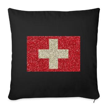 drapeau suisse Glitter drapeau tradition indigène - Housse de coussin décorative 45 x 45 cm - noir - Devant