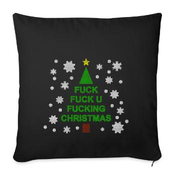 Fuck you christmas / Weihnachtsbaum / Weihnachten - Sofakissenbezug 45 x 45 cm - Schwarz - Vorne