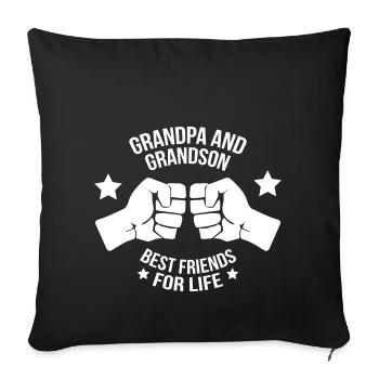 Grandpa And Grandson Best Friend - Sofa pillowcase 17,3'' x 17,3'' (45 x 45 cm) - black - Front