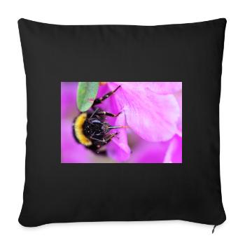 Bee on the violet - Sofa pillowcase 17,3'' x 17,3'' (45 x 45 cm) - black - Front