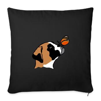 Boxer with butterfly - Sofa pillowcase 17,3'' x 17,3'' (45 x 45 cm) - black - Front