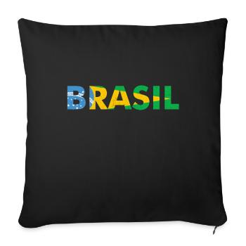 Brasilien Flaggendesign in Nationalfarben - Sofakissenbezug 45 x 45 cm - Schwarz - Vorne